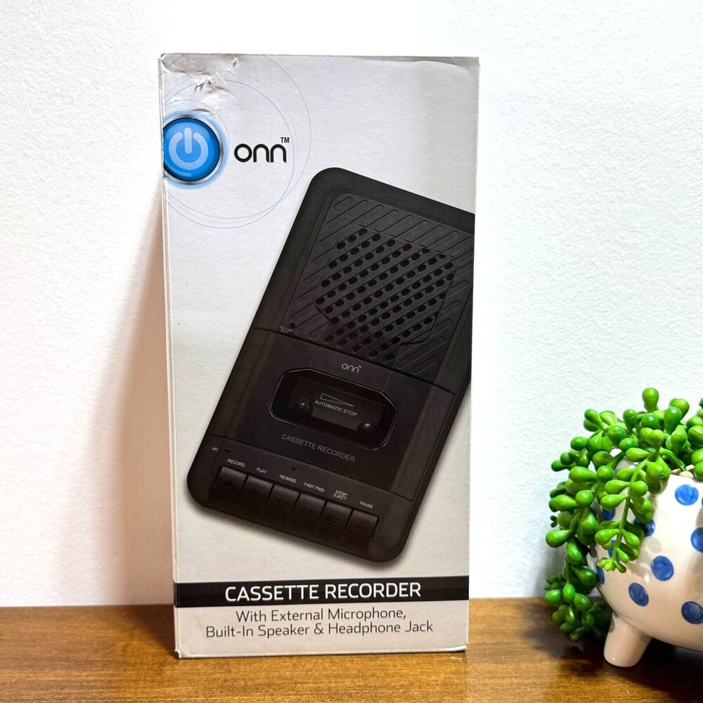 ONN Cassette Recorder External Microphone Blank Cassette Tape Headphone Jack